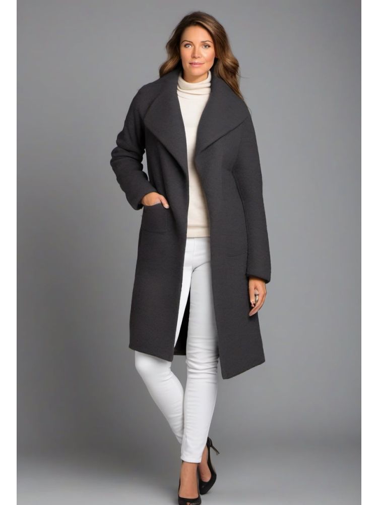 Charcoal Boiled Belted Coat