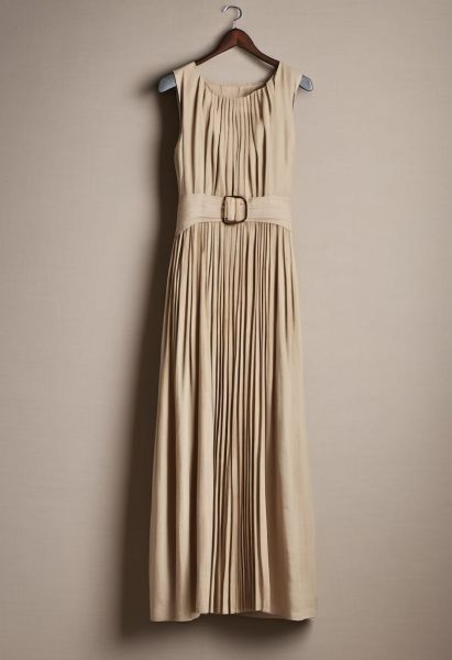 Ink Linen Pleated Dress