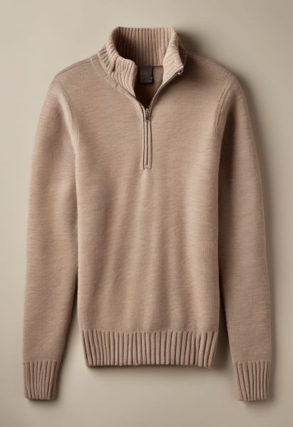 Alpaca-blend Half-zip Knit