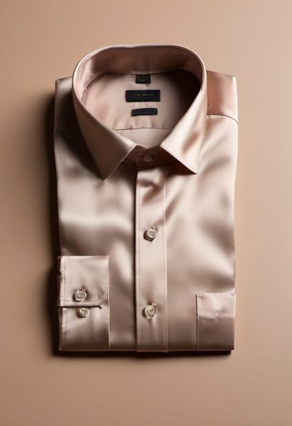 Stone Silk Band-collar Shirt